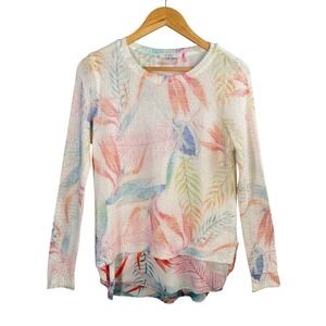 Sioni Layered Tropical Floral Sweater Medium Split Back Chiffon Beach Resort